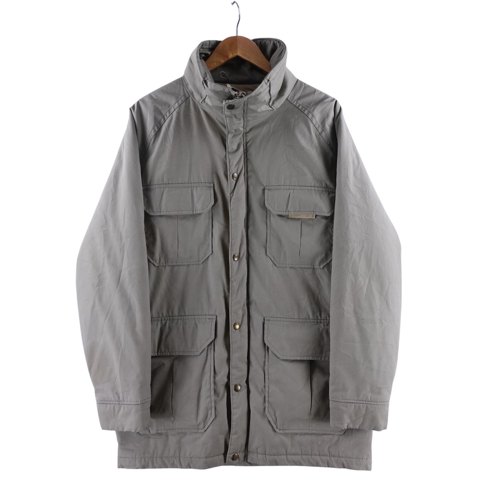 Vintage Woolrich Mens Medium Field Jacket Gray Olive Utility Workwear Coat USA